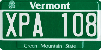VT license plate XPA108
