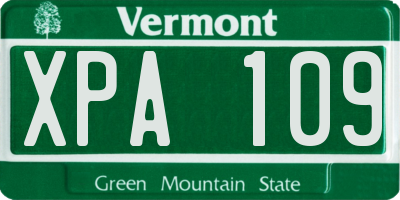 VT license plate XPA109