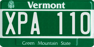 VT license plate XPA110