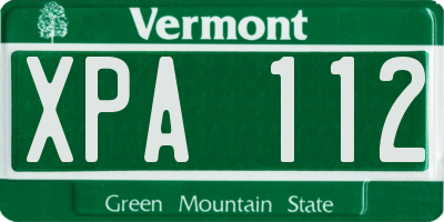 VT license plate XPA112
