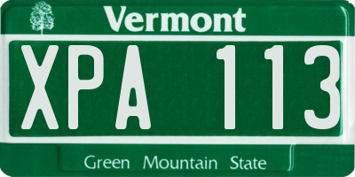 VT license plate XPA113