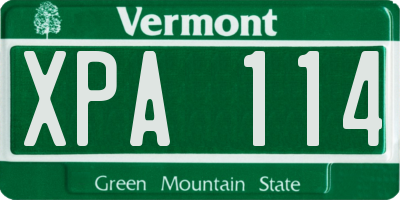 VT license plate XPA114