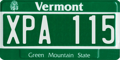 VT license plate XPA115