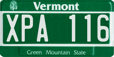 VT license plate XPA116