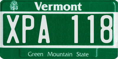VT license plate XPA118