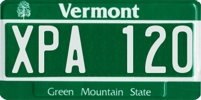 VT license plate XPA120
