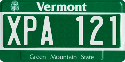 VT license plate XPA121