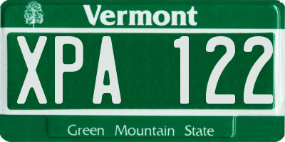 VT license plate XPA122