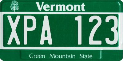 VT license plate XPA123
