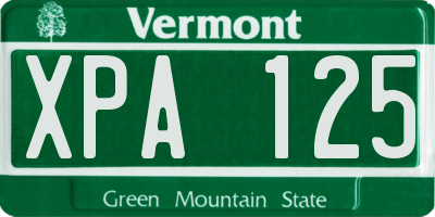 VT license plate XPA125
