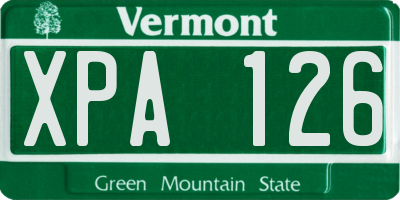 VT license plate XPA126
