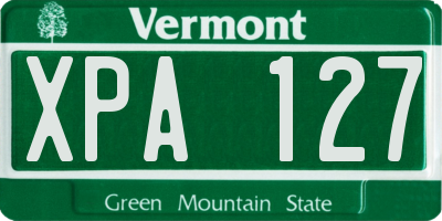 VT license plate XPA127