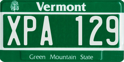VT license plate XPA129