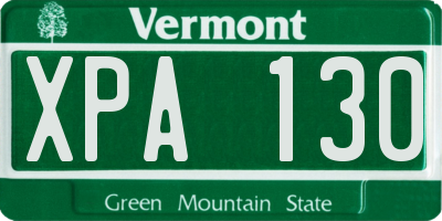 VT license plate XPA130