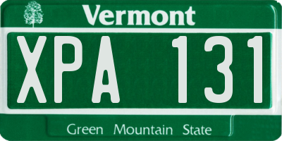 VT license plate XPA131