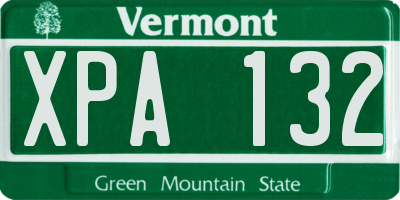 VT license plate XPA132