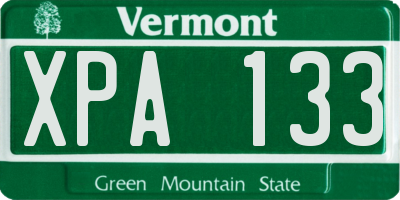 VT license plate XPA133