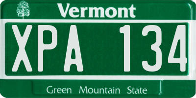 VT license plate XPA134