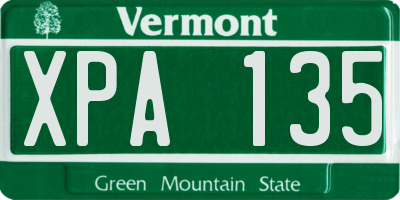 VT license plate XPA135