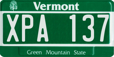 VT license plate XPA137