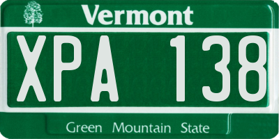 VT license plate XPA138