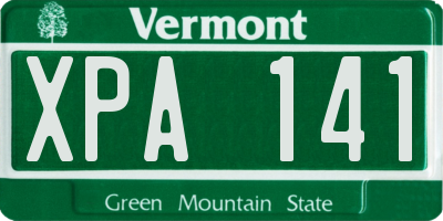 VT license plate XPA141