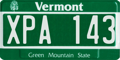 VT license plate XPA143