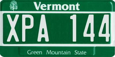 VT license plate XPA144