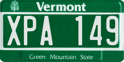 VT license plate XPA149