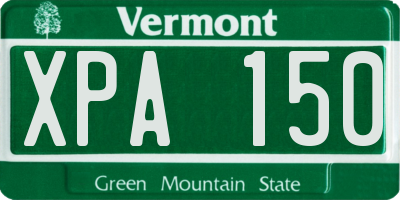 VT license plate XPA150