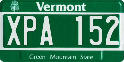 VT license plate XPA152