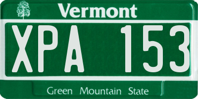 VT license plate XPA153
