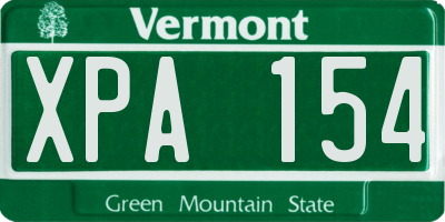 VT license plate XPA154