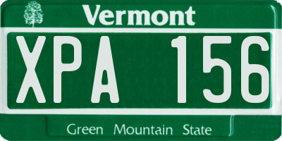 VT license plate XPA156