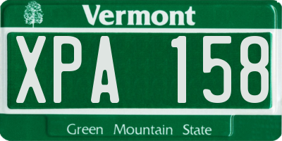 VT license plate XPA158