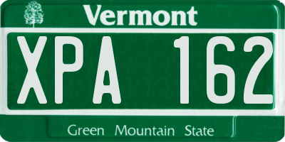 VT license plate XPA162
