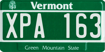 VT license plate XPA163