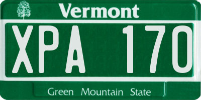 VT license plate XPA170