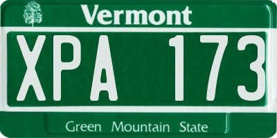 VT license plate XPA173