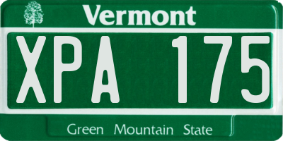 VT license plate XPA175
