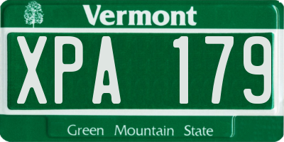 VT license plate XPA179