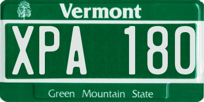 VT license plate XPA180