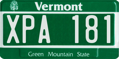 VT license plate XPA181