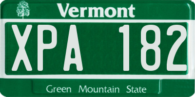 VT license plate XPA182