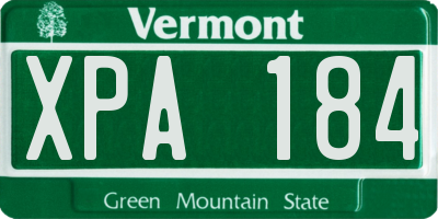 VT license plate XPA184