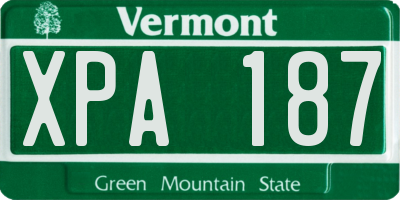 VT license plate XPA187