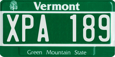 VT license plate XPA189