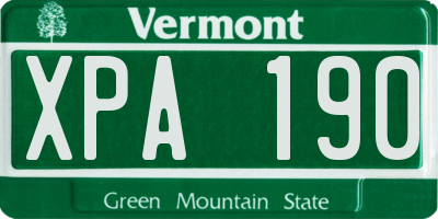 VT license plate XPA190