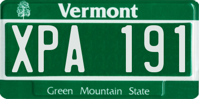 VT license plate XPA191
