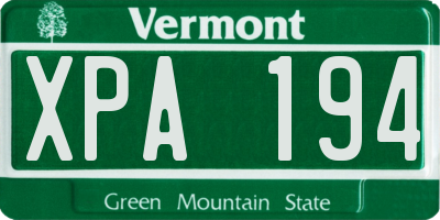 VT license plate XPA194